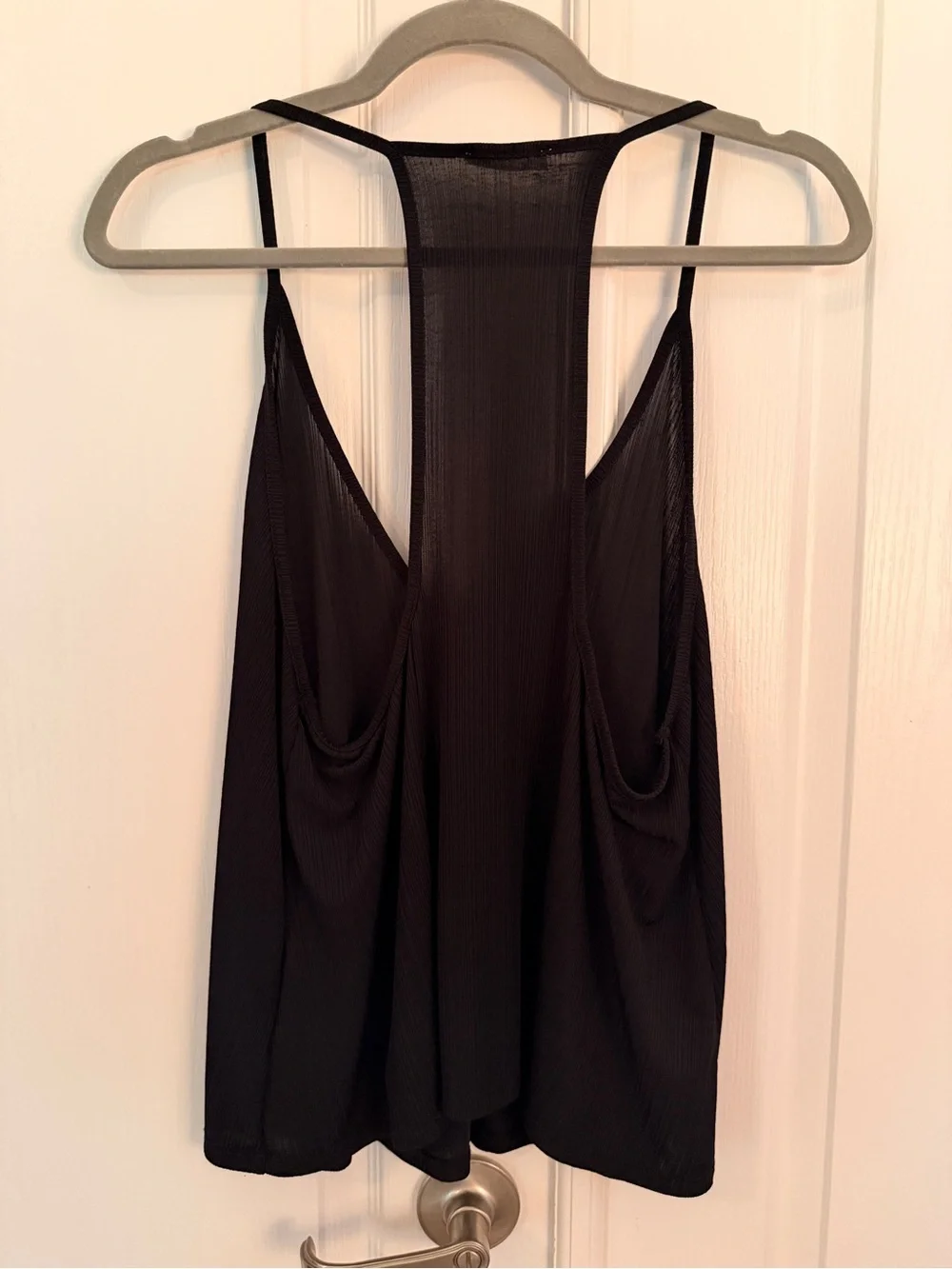 FREE PEOPLE S Intimately Free People Black Ribbed Open Back Tank Top